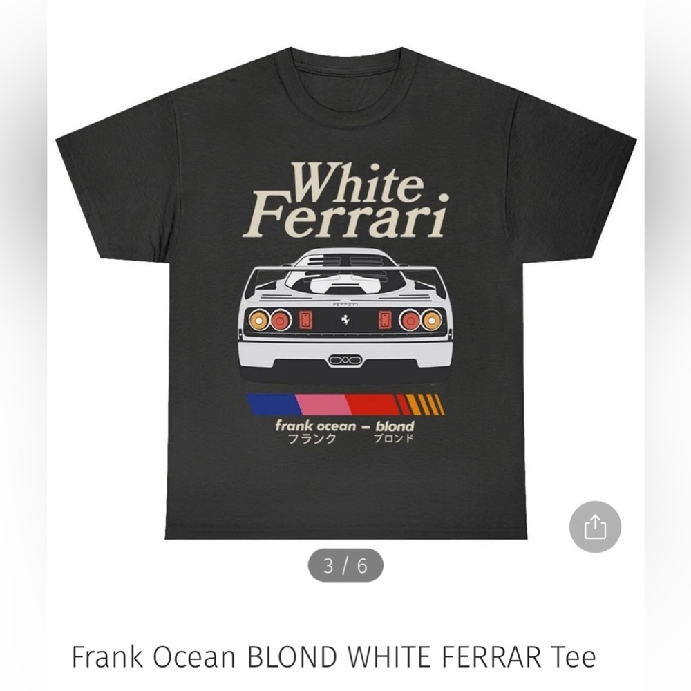 Frank Ocean White Ferrari Tee Medium Brand new